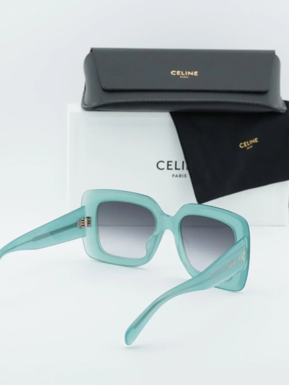 Celine PARIS CL40263I 93B Square Sunglasses - Teal / Grey